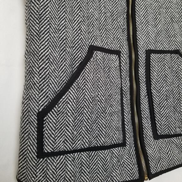 Merokeety Women's  Black And White Herringbone Vest Lined Zip Front Size Small - Picture 3 of 8